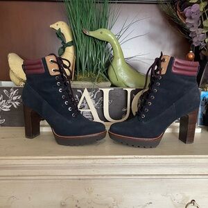 Tommy Hilfiger Navy Blue Suede Booties